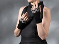 Black fingerless gloves arm warmers linen lace festival women's mittens Renaissance gloves, WRW16-JL4