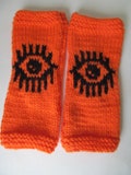 Evil Eye March for Our Lives Gloves Mitts Hand-Knitted - Orange and Black - Ladies SM/Teen, Ladies Avg & LG + Custom Orders - Ready to Ship!
