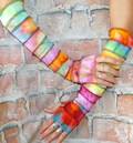 Size:M Light weight Wool Free Arm warmer, Fingerless gloves Festival gear Hippie Patchwork glove Katwise style Boho #AW040403