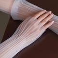 Ruched Sheer Ivory Bridal Arm Sleeves–Elegant Tulle Sleeves for Strapless Wedding Dress,Romantic Long Gloves for Bride Photoshoot & Ceremony