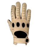 Cream Leather Driving Gloves Men | Designer Reverse Stitching Gloves | Luxury Finger Cut Car Gloves | Soft Real Leather Biker Gloves Men