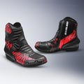 Custom Monster Motorbike Race Boots, Red Motorcycle Leather Racing Boots, Digital Printed Leather Boots With Safety Armors for Men and Women