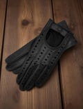 Women's Leather Driving Gloves with Finger Cut Design – Elegant Perforated Classic Style | Touchscreen Gloves for Car and Everyday Wear