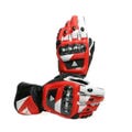 Real Leather Dainese Style Motorcycle Leather Racing Gloves Cowhide With Fleece/Kangaroo With Kevlar Leather| Red Black& White Racing Gloves