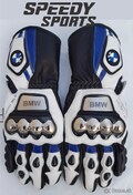 BMW MOTOGP Motorbike Racing Leather Gloves - Made In Genuine Cowhide Leather - With Free Shipping