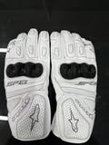 Alpinestars SP-8 Style White Leather Motorcycle Gloves - Racing Riding Protective Gear - Sportbike Track Biker Gloves Men