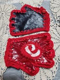 Leather red fingerless gloves woman red rock leather gloves