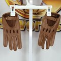 Brown Deerskin Leather Driving Gloves Men’s Size Large Snap Closure