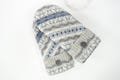 Upcycled SUEDE palm wool womens sweater mittens felted wool warm lined mittens  blue fair isle mittens eco gift for her size M