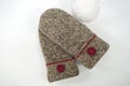 Men's SUEDE palm felted wool Bernie mittens, EB upcycled wool sweater mittens neutral warm lined mens Eddie Bauer sweater mittens size L