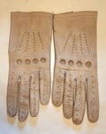 Vintage Driving Gloves 1960s Thin Beige Leather Driving Gloves Cutouts Perforations Made in Italy Mid Century 7 71/2