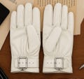 Men's Black Leather Dress Gloves with Buckle – Elegant Winter Gift for Him–Handmade