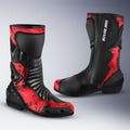 Custom Honda Motorbike Racing Boots, Red Motorcycle Leather Racing Boots, Digital Printed Leather Boots With Safety Armors for Men and Women