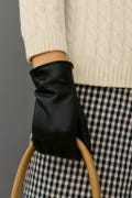 Women’s Black Genuine Leather Winter Gloves – Elegant Soft Lined Warm Gloves for Cold Weather & Daily Wear