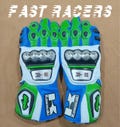 Kawasaki All Black Motorbike MOTOGP Racing Leather Gloves - Made In Genuine Cowhide Leather - With Free Shipping