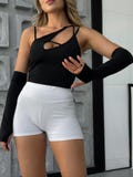 Black Fingerless Sleeves for Women – Rave Arm Warmers, Detachable Long Gloves, Festival Dancewear, Polewear Accessory, Burning Man Look
