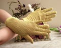 Vintage 1940s Chartreuse Gloves / 40s Rayon Knit Gloves Gloves / Chartreuse Gloves