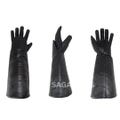 Cyberpunk Samurai Gloves Leather Cosplay Costume - Black Red Handmade Futuristic Warrior Accessory