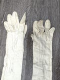 1920s White Leather Opera Gloves | 24” 3-Button Custom Tailored w/ Pearly Buttons | Antique Gloves with Provenance + Extra Leather