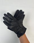 Vintage Leather Black Mens Gloves for Adult Winter Accessory Pair Deadstock by Somdaris 1970s Latvia