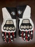 AGUSTA White Leather motorcycle Racing Gloves, Leather Motorbike Gloves- CE -Certified | - Top grain Cowhide mild leather Gloves