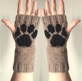 Paw print wrist warmers - 10% to animal charity - fingerless gloves