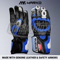 Suzuki GSX-R Blue Leather Motorcycle Racing Gloves: Armored, Ergonomic Fit