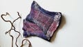 Handmade Merino Wool and Silk Fingerless Gloves – Nuno Felted Wrist Warmers in Purple and Pink Tones