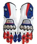 BMW  Motorcycle Motorbike Racing Kangaroo/Cowhide Leather Gloves BMW Motorrad Riding Gant White, Red& Blue Combination