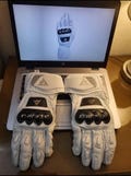 Dainese Motorcycle Gloves: White Leather Racing Biker Gloves