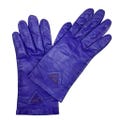 Vintage 60s 70s purple leather geometric suede detail short gloves