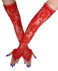 Red Lace Fingerless Gloves Evening, Red Embroidered Lace Gloves, Opera Red Costume Gloves, Lace Bridal Gloves, Red Prom Gloves Formal Event