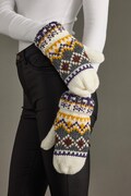 White, Purple & Gold Patterned Mittens | Fleece Lined Mittens | Patterned Mittens | Women's Mittens | Winter Mittens | Game Day Mittens