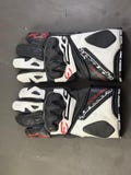 Black White Racing Leather Motorcycle Gloves | Protective Sportbike Riding Gloves Men | Track & Street Biker Gear