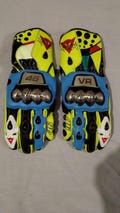 Genuine Cowhide | Kangaroo Leather, Dainese VR46 Style with Knuckle Protection Gloves –  Multicolor Racing Glove | Biker Racing Gloves