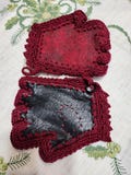 Leather red fingerless gloves woman red rock leather gloves