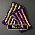 Size M/L Fingerless Wrist Warmers Soft Cotton Stretchy Purple Multicolor Crochet for Adults Cold Weather Winter Gloves with Thumb Hole
