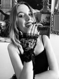 Black Lace Wrist Cuffs with Ribbons – Adjustable Victorian Gothic Bracelet, 3D Floral Fingerless Gloves, Romantic Steampunk Accessories