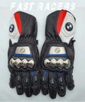 BMW Motorbike MOTOGP Racing Leather Gloves - Made In Genuine Cowhide Leather - With Free Shipping