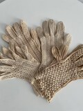 1950s beige handcrochet gloves set of 4