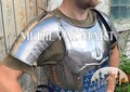 MEDIEVALMART Medieval Hardened Steel Gorget Spaulders Pauldrons and Neck Armor ~ Professional Viking Crusader Shoulder Armor Set HMB; LARP