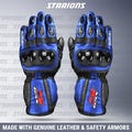 Suzuki GSX-S Motorcycle Racing Blue Leather Gloves, Suzuki Motorcycle Gloves, Suzuki Motorbike Race Gloves, Premium Leather for Men & Women