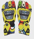 Genuine Leather Dainese Style Gloves Motorbike/Motorcycle In Kangaroo With Kevlar /Cowhide With Fleece Leather|Blue & Yellow Racing Gloves
