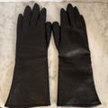 Vintage Ladies Size 6-7  Vinyl  12" Long  Black Gloves. MADE IN JAPAN.