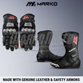 Men Suzuki GSX-R Black Leather Motorcycle Racing Gloves and Boots, Armored, Custom Motorcycle Gears