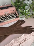 Vintage 1950's Soft Brown Belgium Suede Evening Gloves | Caresskid Kidskin Leather Gloves by Superior | Size 6.5