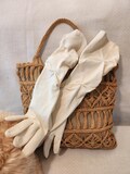 1950s Vintage Ruching Nylon Gloves Pleated White Gloves Mid Arm Length