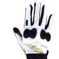 Leather Motorcycle Gloves - Premium Protective Biker Riding Gloves with Knuckle Armor, White Gold Design for Men and Women Motorbike Gear