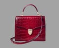 Luxury Red Crocodile Embossed Leather Handbag