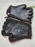 Leather driving fingerless gloves woman
